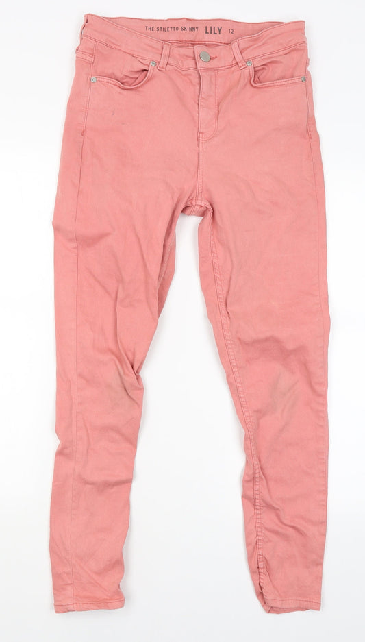 Womens UK Size 12 Oasis Regular Fit Skinny Pink Jeans