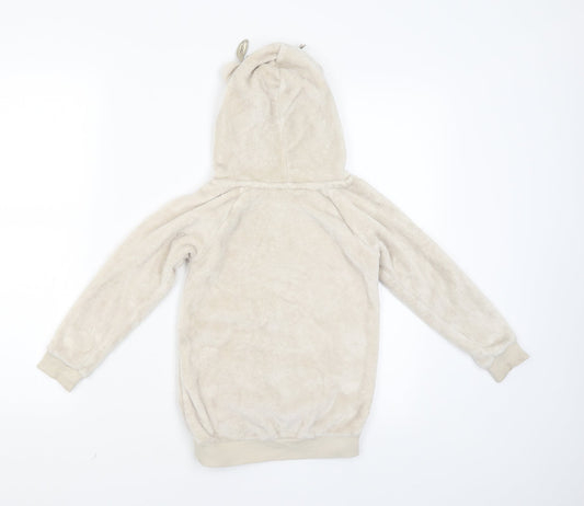 H&M Girls Beige Pullover Hoodie Size 5-6 Years - Raindeer