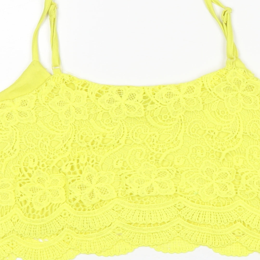 Select Womens Yellow Floral Cropped Tank Size 10