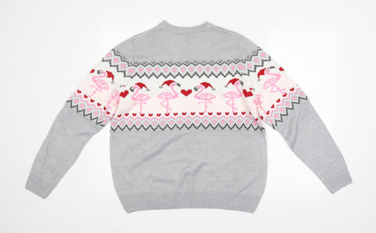 Avenue Womens Grey Argyle/Diamond Pullover Jumper Size M