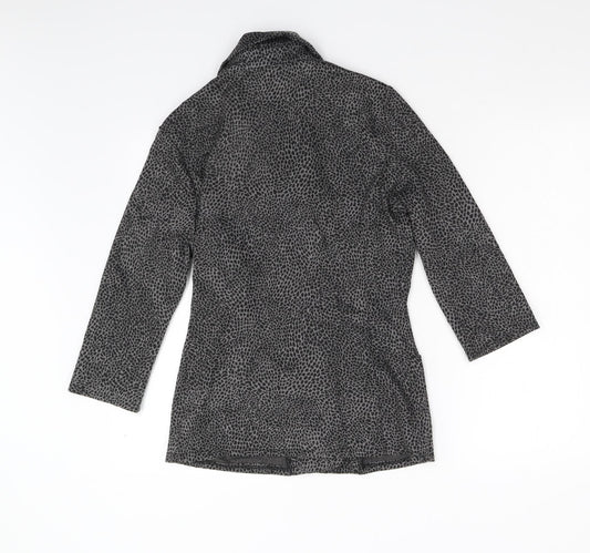 Amphora Womens Grey Animal Print Jacket Blazer Size L