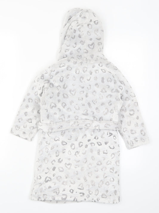 John Lewis Girls Grey Animal Print Kimono Robe Size 5 Years