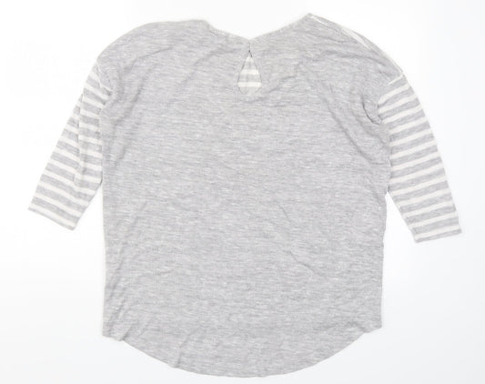 TU Womens Grey Striped Knit Pullover Jumper Size 14