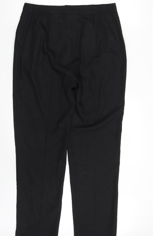 Eugen Klein Womens Black Animal Print Chino Trousers Size 14 L29 in