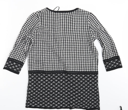 F&F Womens Black Argyle/Diamond Cardigan Jumper Size 8