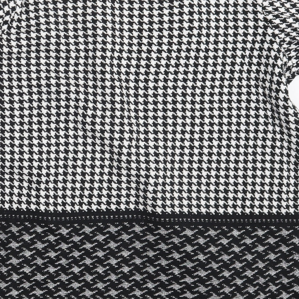 F&F Womens Black Argyle/Diamond Cardigan Jumper Size 8