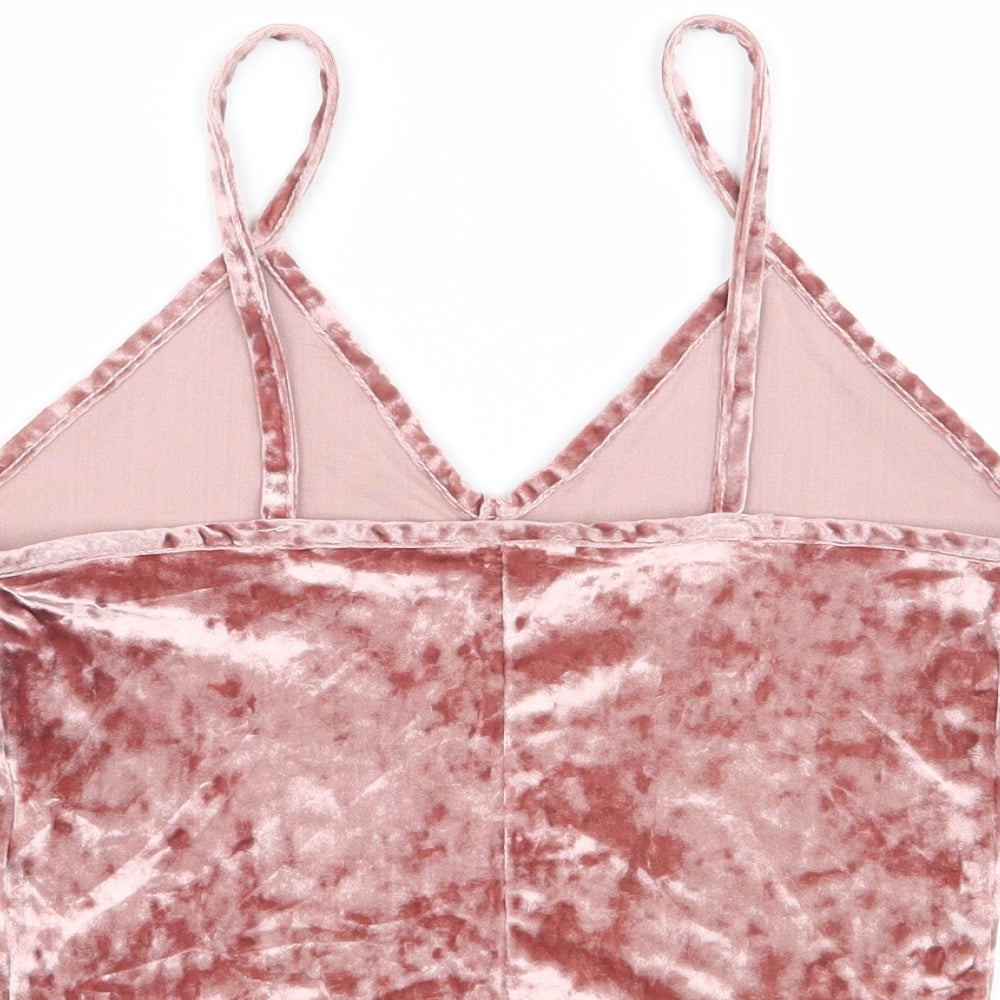 Womens UK Size XS Sparkle & Fade Pink Basic Tank