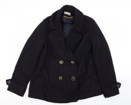 Wallis Womens Blue Overcoat Coat Size 14
