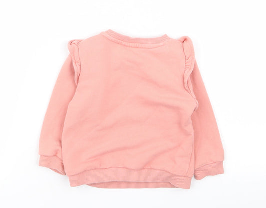 fred flo Girls Pink Pullover Jumper Size 6-9 Months