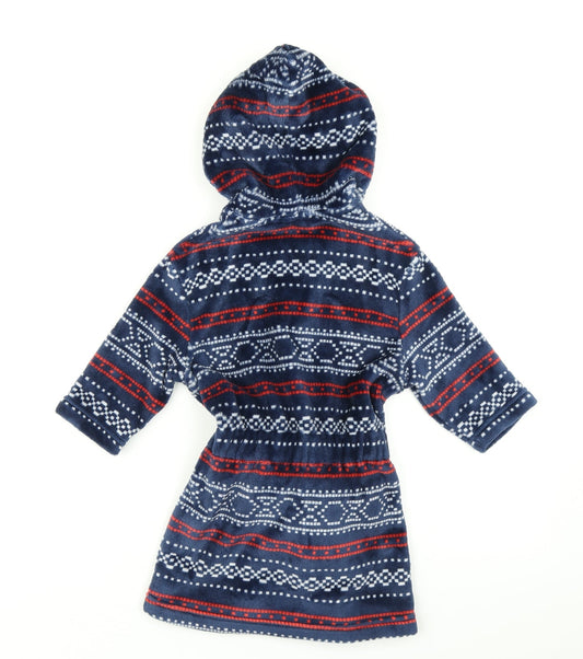 M&S Boys Blue Fair Isle Kimono Robe Size 12-18 Months