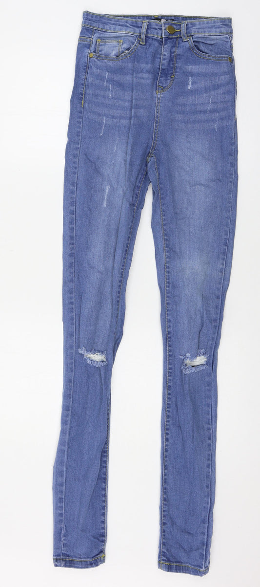 Womens UK Size 8 Boohoo Regular Fit Skinny Blue Jeans