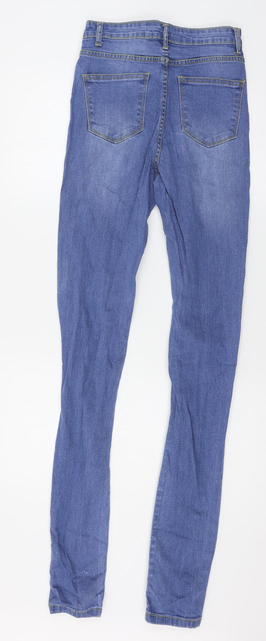 Boohoo Womens Blue Denim Skinny Jeans Size 8 L34 in