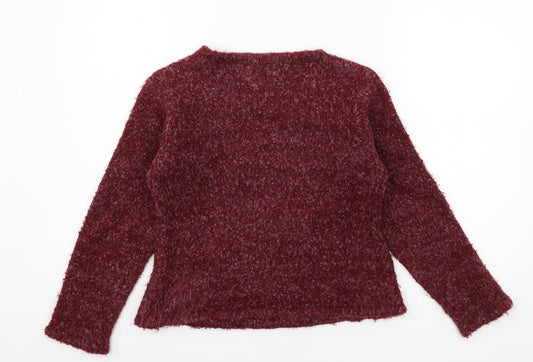 Genghis Khan Womens Purple Knit Pullover Jumper Size XS
