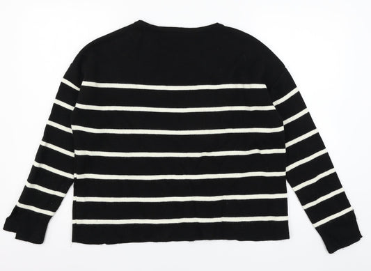 George Womens Black Striped Knit Pullover Jumper Size 12