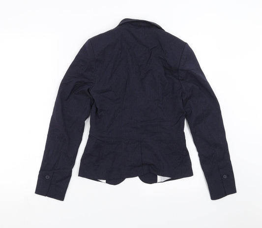 H&M Womens Blue Jacket Suit Jacket Size 6 - dotted pattern