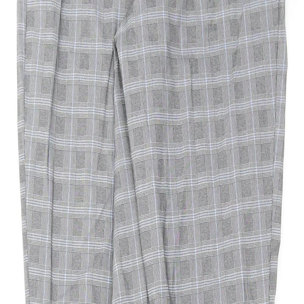 New Look Womens Grey Check Trousers Size 10 L28 in