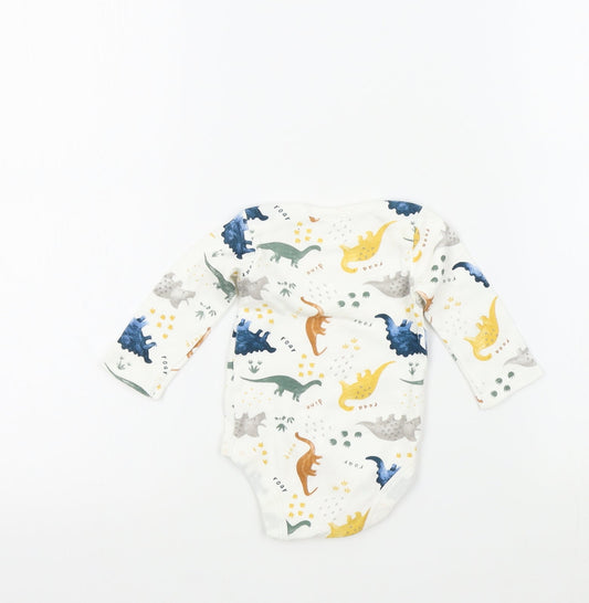 TU Boys White Geometric Babygrow One-Piece Size 0-3 Months - dinasours