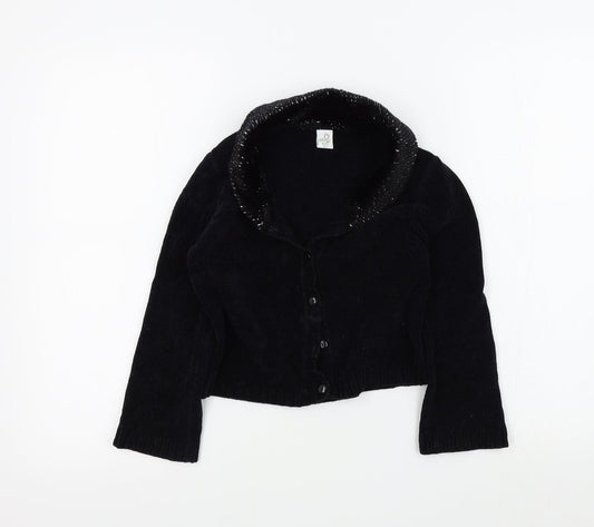 Adams Girls Black Colourblock Cardigan Jumper Size 8 Years