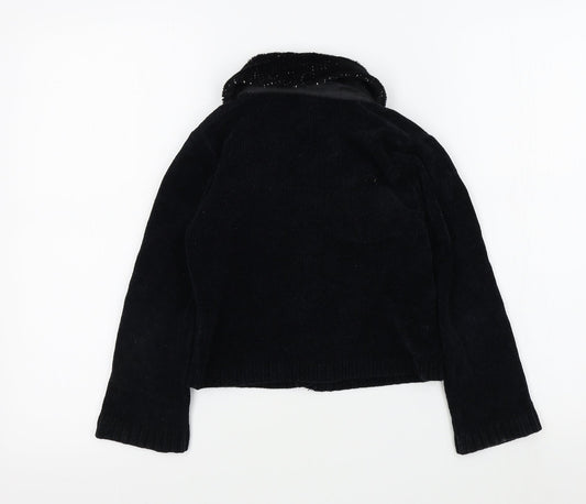 Adams Girls Black Colourblock Cardigan Jumper Size 8 Years
