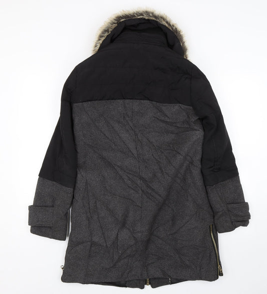 Zara Womens Grey Overcoat Coat Size S