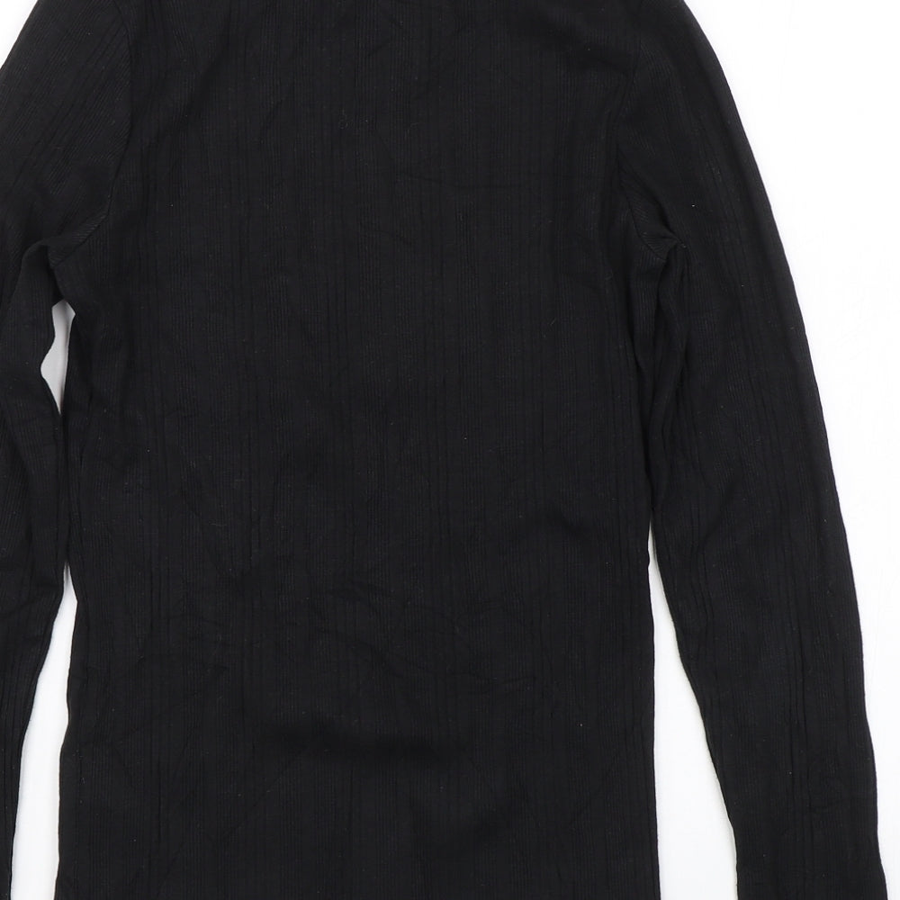 Womens UK Size 10 New Look Black Wrap T-Shirt