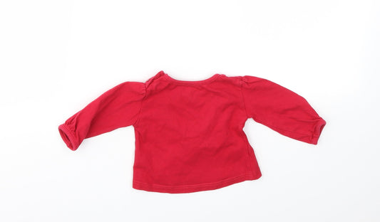 Earlydays Girls Red Basic T-Shirt Size 0-3 Months