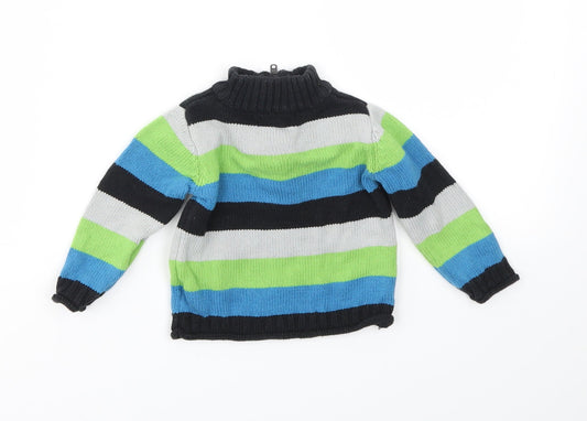 authentic boys Boys Blue Striped Basic Coat Jacket Size 3-6 Months
