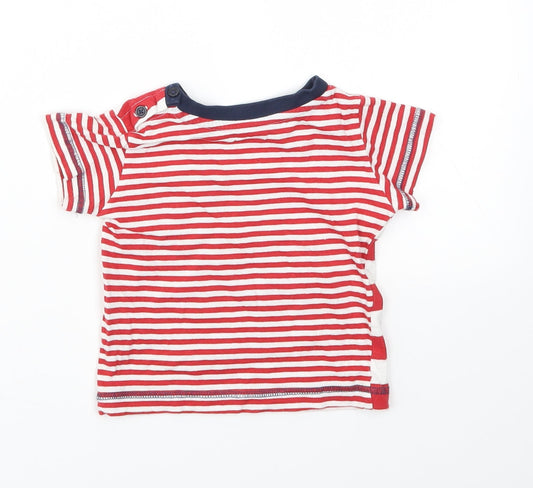 Matalan Boys Red Striped Basic T-Shirt Size 6-9 Months