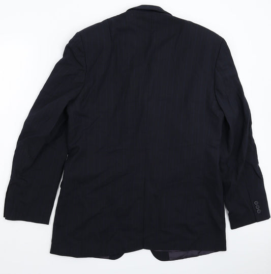 Mens UK Size 40 Pinstripe Regular Blue Suit Jacket