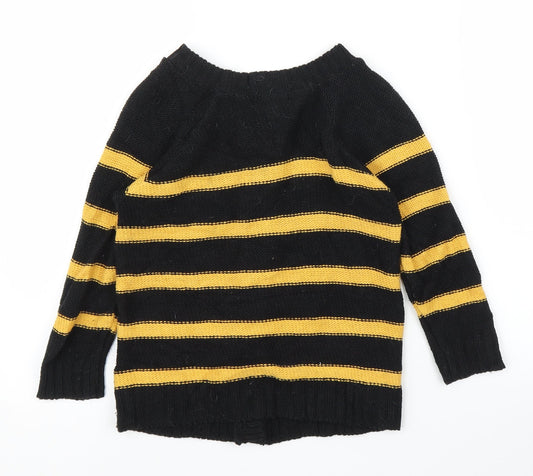 Oysis Girls Black Striped Cardigan Jumper Size 12 Years