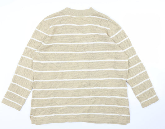 Elisabeth Womens Beige Striped Pullover Jumper Size L