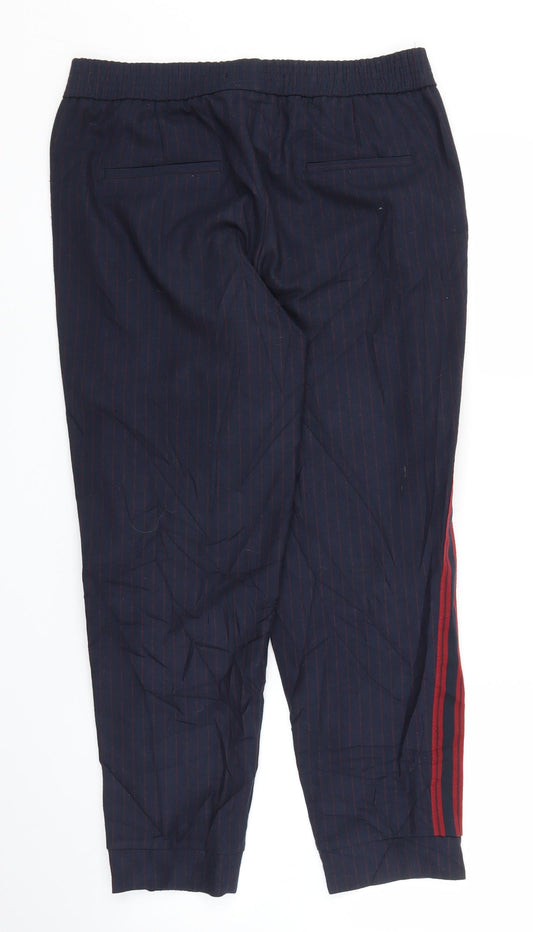 Womens UK Size M Zara Regular Fit Capri Blue Trousers
