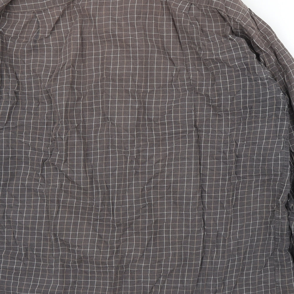 Mens UK Size 16 M&S Brown Button-Up Long Sleeve Casual Shirt