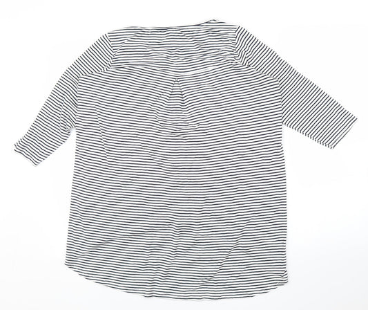 George Womens White Striped Basic Blouse Size 14