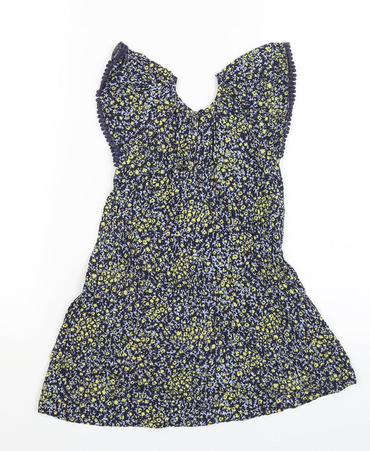 Oasis Girls Blue Floral A-Line Size 4 Years