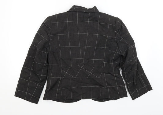 Tara Hansen Womens Black Check Jacket Blazer Size 14