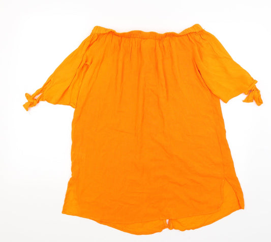 Womens UK Size S Matalan Orange Basic Button-Up