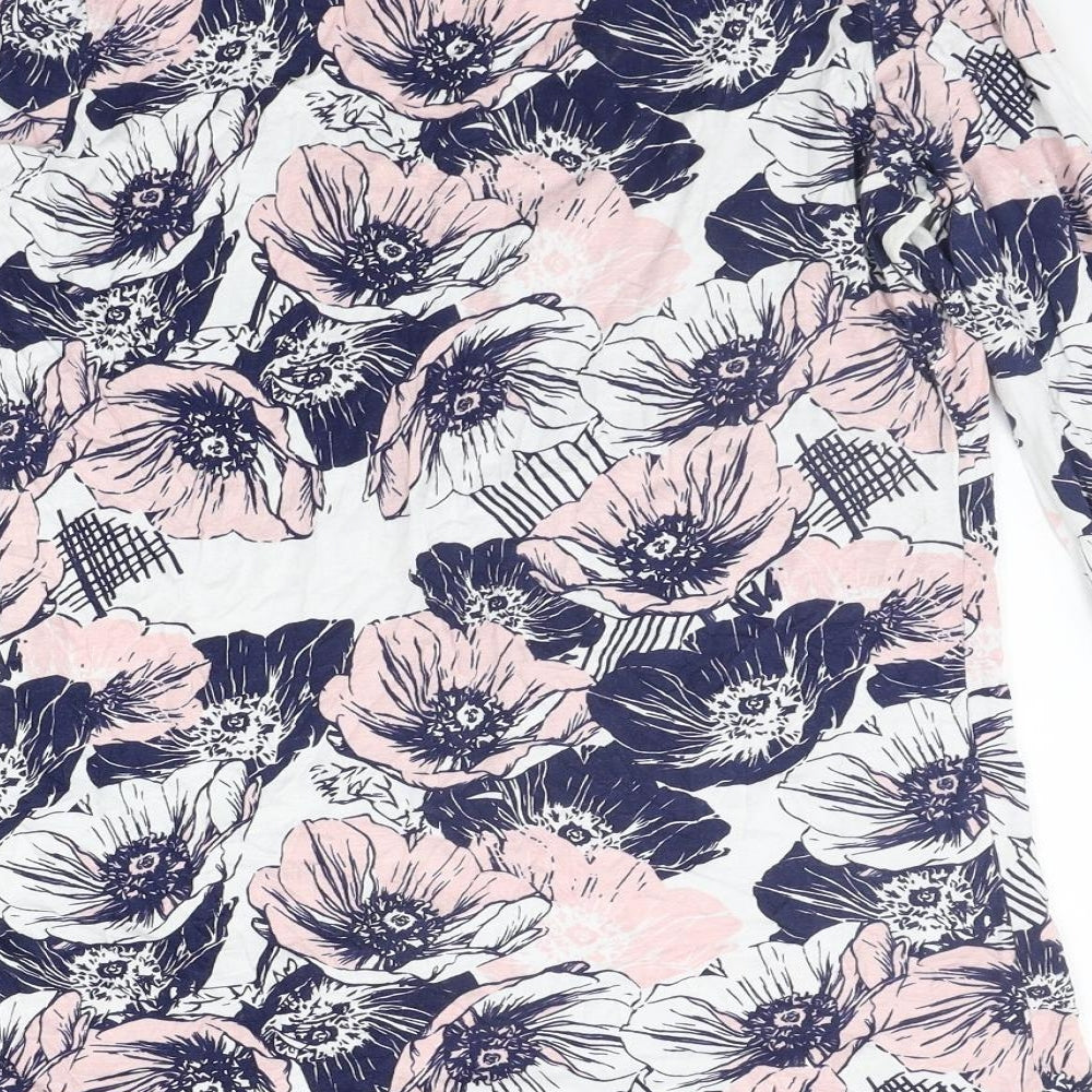 elea Womens Blue Floral Basic T-Shirt Size S