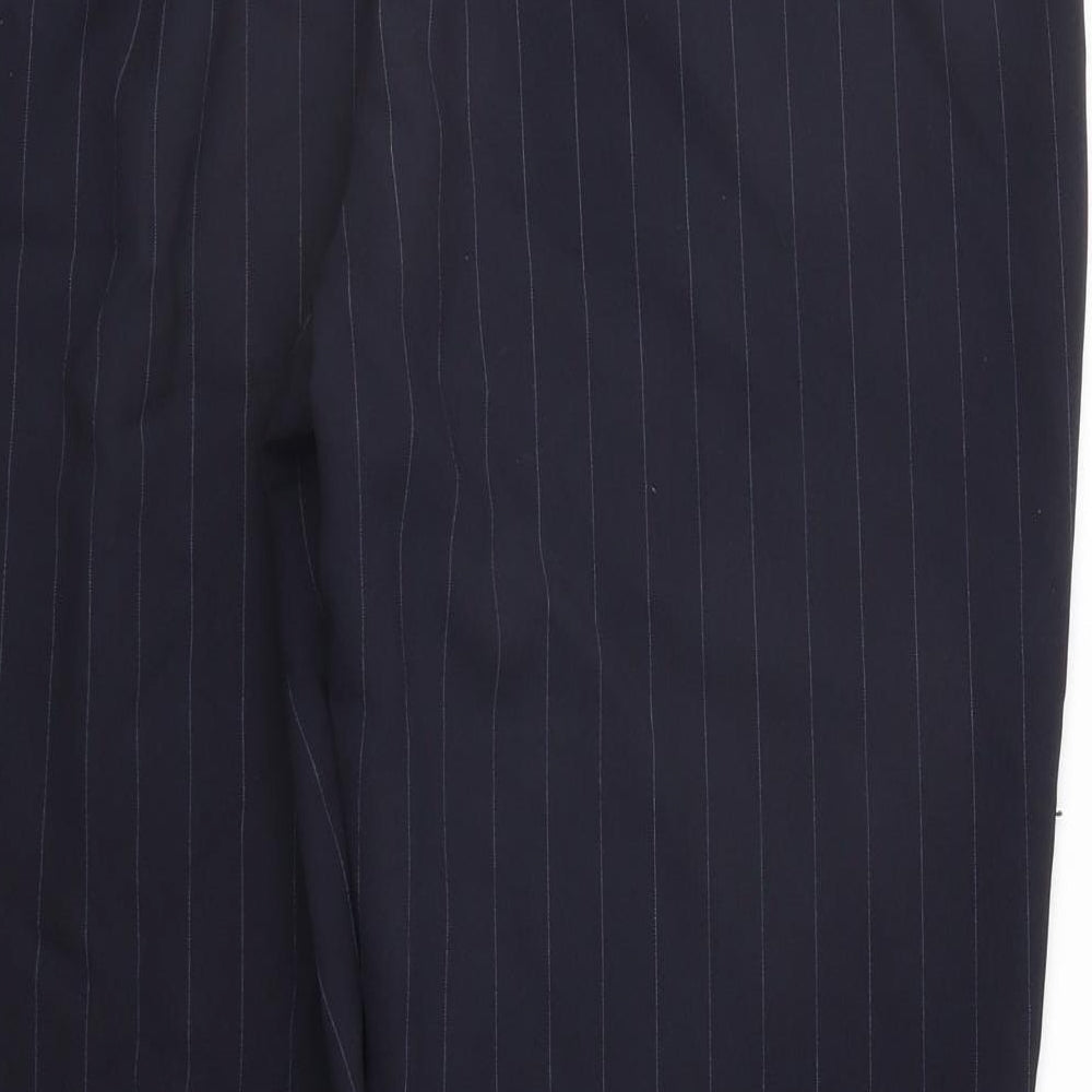 BONMARCHE Womens Blue Striped Trousers Size 16 L24 in - Elastic Waist Band