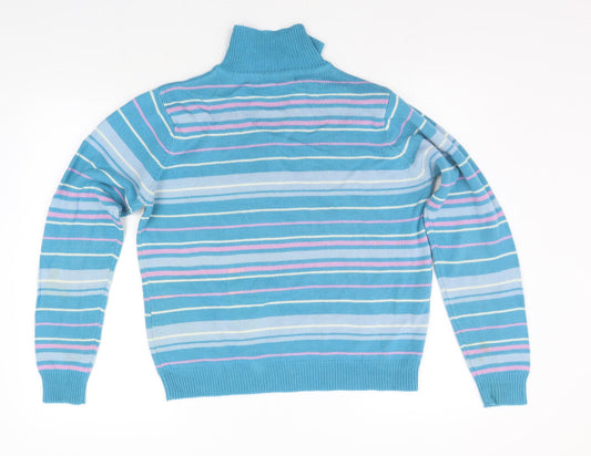 EWM Womens Blue Striped Pullover Jumper Size M