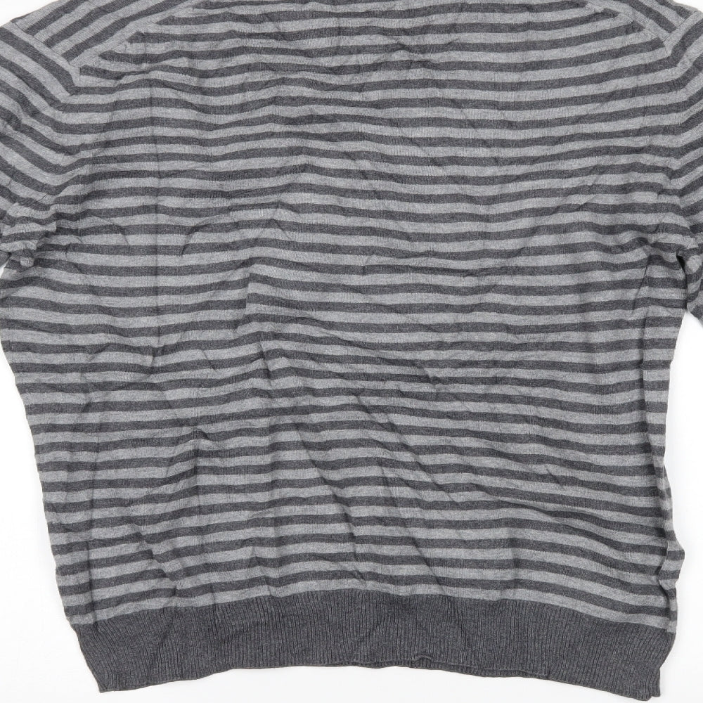 DUNNES Mens Grey Striped Pullover Jumper Size M
