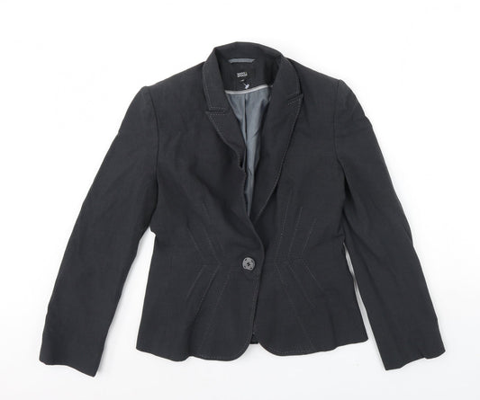 m&s Womens Grey Jacket Blazer Size 12 - Shoulder Pads