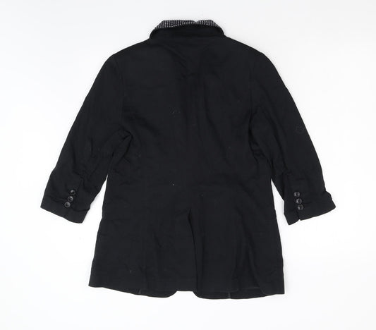 Kenji Womens Black Ramie Jacket Blazer Size 14 - Embellished Collar