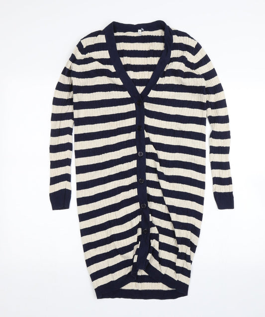 Womens UK Size XS Preworn Blue Cardigan Jumper