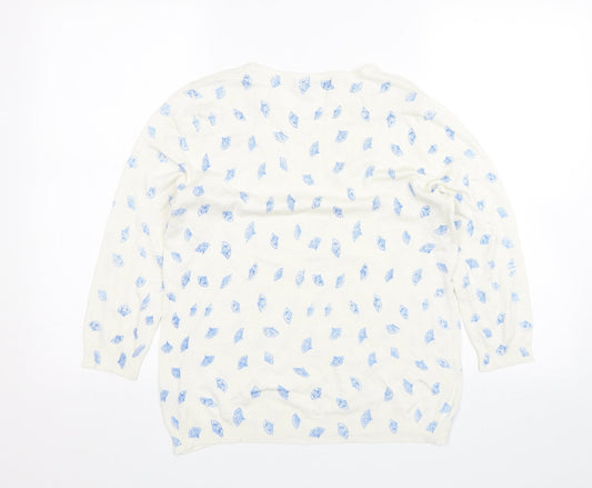 Womens UK Size 14 M&S White Pullover Jumper