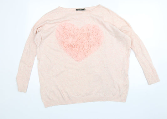 Womens UK Size S QED London Pink Pullover Jumper