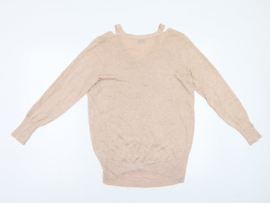 Womens UK Size S Papaya Pink Pullover Jumper