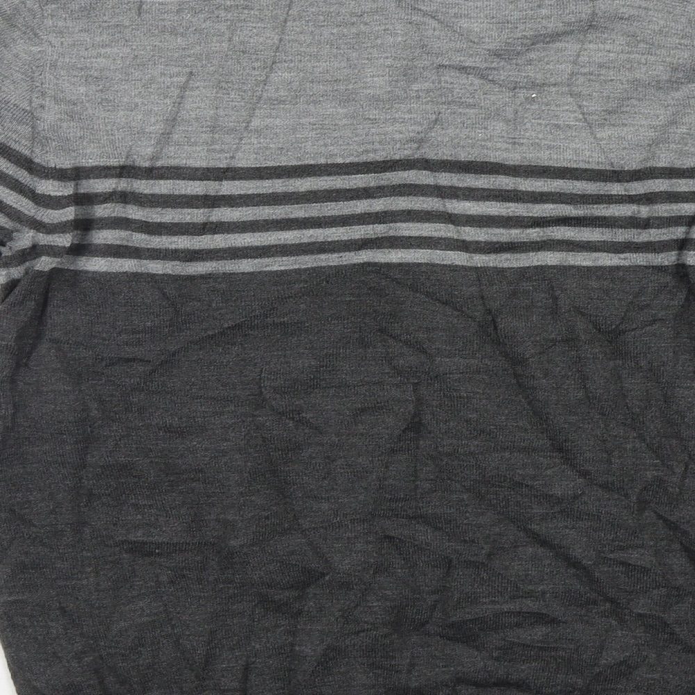 F&F Mens Grey Striped Pullover Jumper Size S
