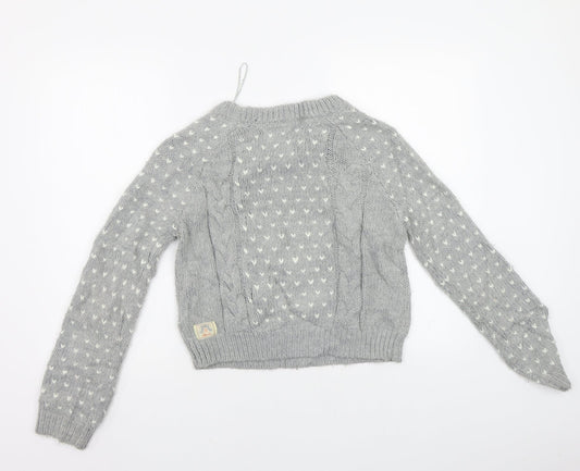 Soul Cal & Co Womens Grey Geometric Pullover Jumper Size 10