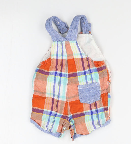 NEXT Baby Orange Plaid Dungaree One-Piece Size 0-3 Months